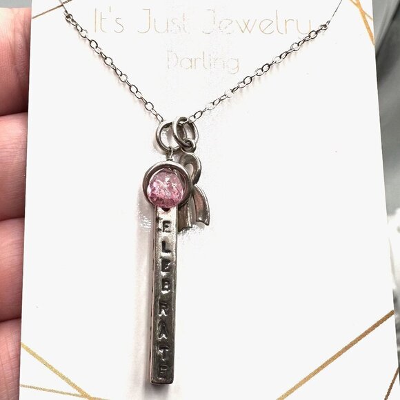 Pink Ribbon Breast Cancer Awareness Sterling Silver Pendant 16 Inch Necklace - Picture 2 of 3